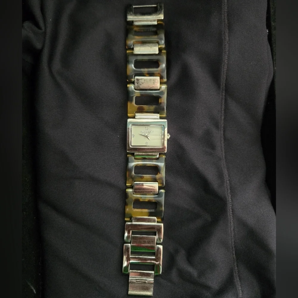 ​Vera Bradley Tortoise Shell Link Watch Rectangular Silver Face Vintage